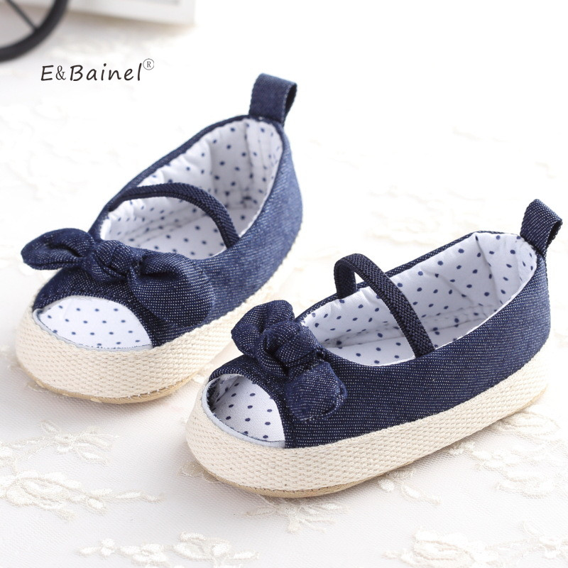 

E&Bainel Summer Soft Sole Girl Baby Shoes Demin First Walkers Fashion Baby Girl First Sole Shoes, Blue