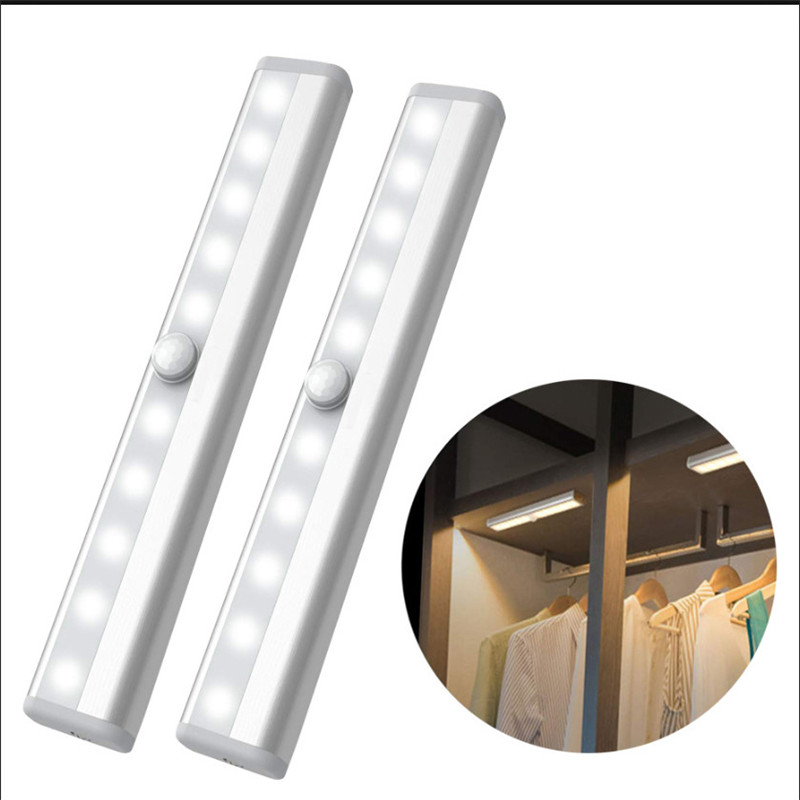 

6/10 LEDs PIR LED Motion Sensor Light Cupboard Wardrobe Bed Lamp LED Under Cabinet Night Light For Closet Stairs Kitchen