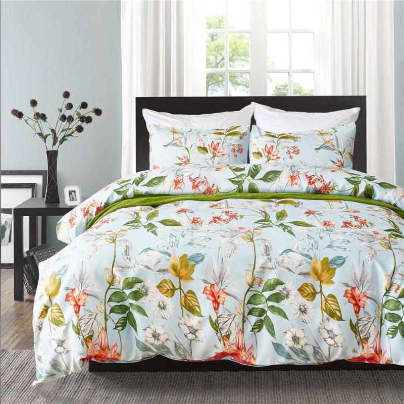 

Plant / Flower printed bed linens set Single Double Queen King Sizes pillowcase & duvet cover sets bed cover set new 3pcs linens