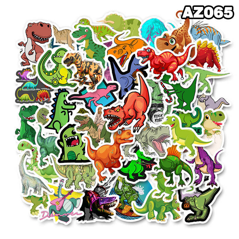 

50pcs/Lot Wholesale Cartoon Cute Dinosaur Stickers Waterproof No-duplicate Sticker For Kids Toys Laptop Luggage Notebook Car Decals, Multi-color