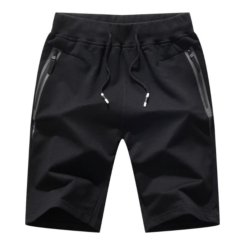 

Men Summer Casual Soft Breathable Drawstring Pockets Sport Pants Beach Shorts, Black