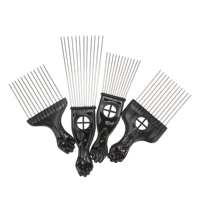 

4PCS Comb Set Metal Afro Hair Style Comb Hair Brush Curly Black Suit Steel Needle Brush Salon Hairdressing Tools