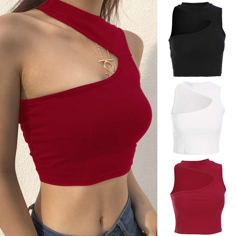 

Top Bra Women Sport Crop Top Seamless Sports Bra One Shoulder Yoga Irregular Running Workout Sleeveless Shirt Underwear, Black