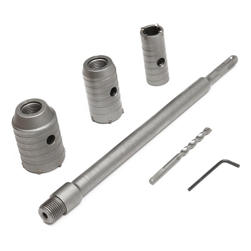 

3Pcs 30/40/50Mm Sds Plus Shank Hole Saw Cutter Concrete Cement Stone Wall Drill Bit With Wrench