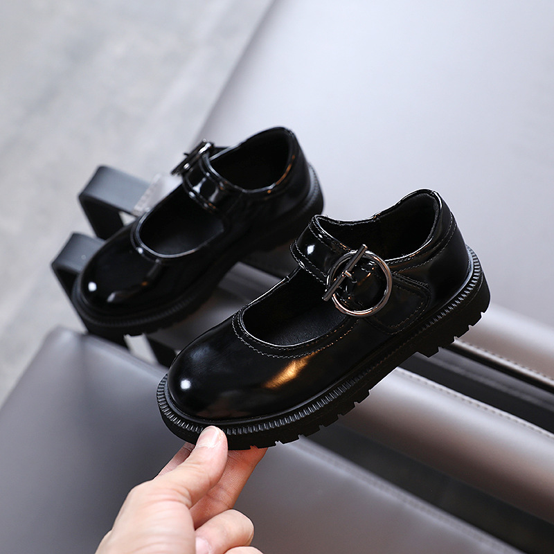 

Autumn Girls Casual Black Leather Shoes Student Soft Bottom Leather Shoes Children's Little Girl