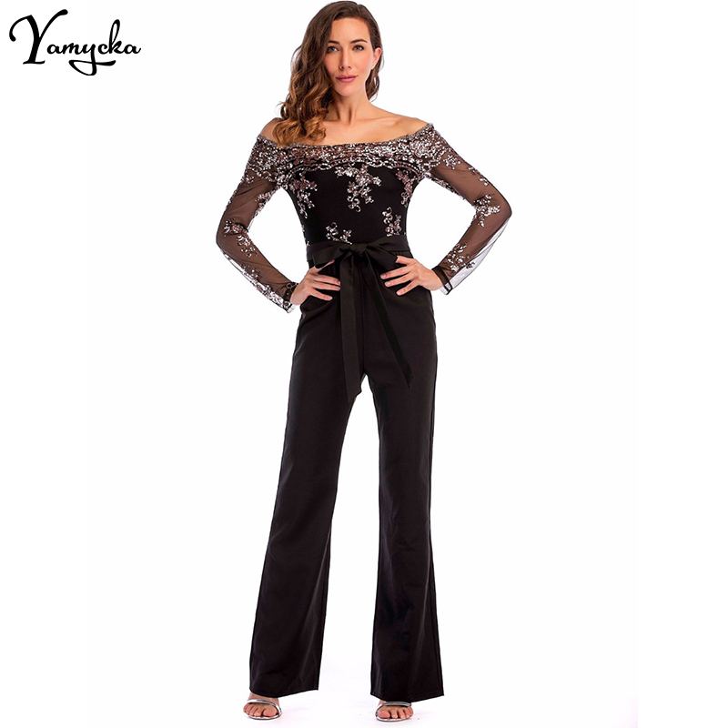 

Sexy Sequins Patchwork Rompers Womens Jumpsuit Baby Women 2020 Summer Elegant Long Sleeves Backless Party Playsuits Overalls New, Black-ya-21788-p44
