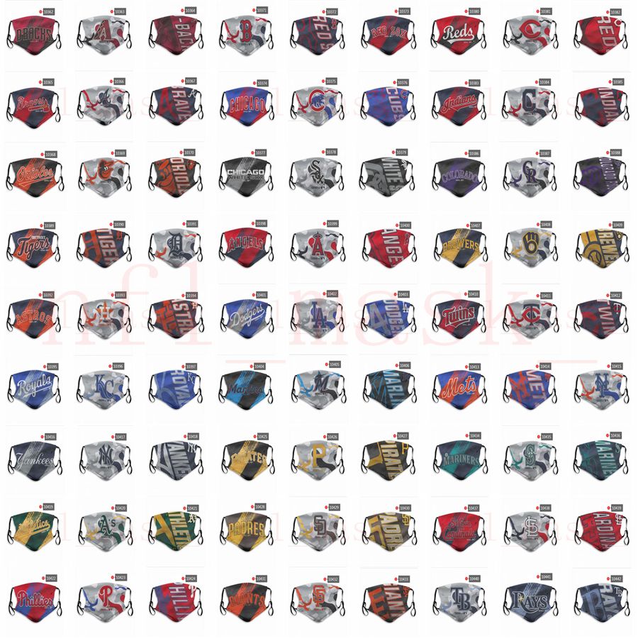 

DHL free shipping 2020 New designer face mask Magic Scarf Masks Dust Mask Dust Baseball Team Masks PM2.5 Mask can be mixed ordered