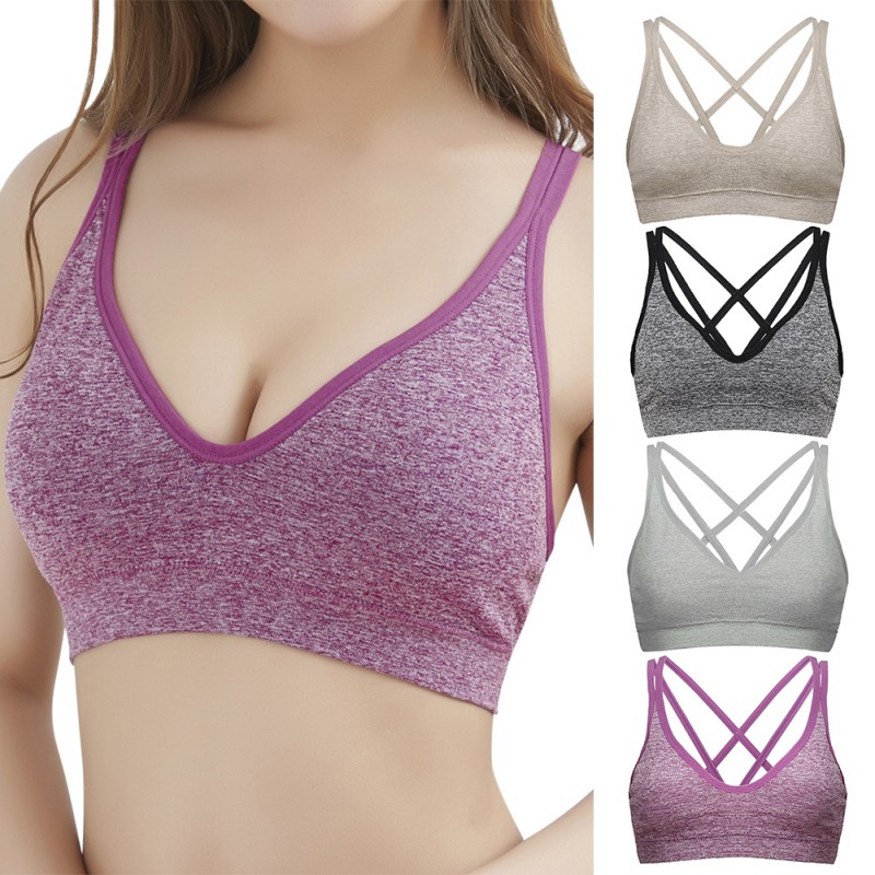 

High Stretch Breathable Sports Bra Top Fitness Women Removable Padded Sport Bra for Running Yoga Gym Seamless Crop Bralette, Black