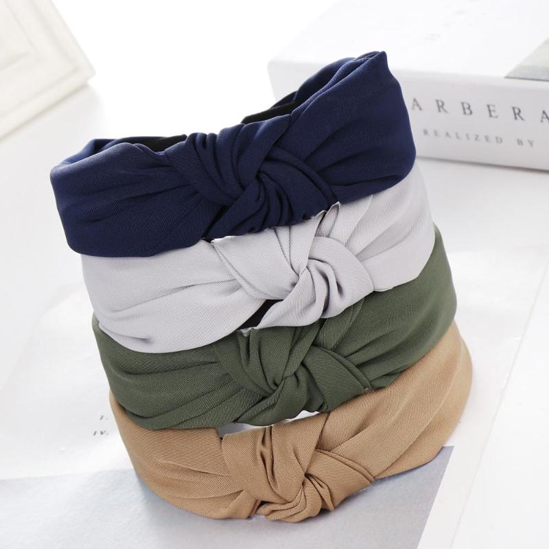 

Bohemian Women Elegant Top Knot Plaid Headband Hairbands Hair Holder Turban Fashion Candy Color Hair Hoop Accessories