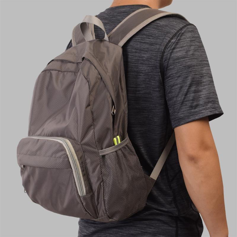 

Backpack Casual Outdoor Sports Folding Bag Customizable Waterproof Nylon Backpack Men And Women Mountain Climbing Travel Customi, Gray