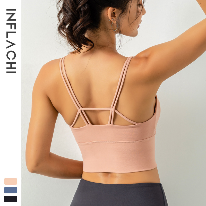 

2020 Sports Yoga Bra Women Shoulder Straptop Push Up Female Gym Fitness Sports Underwear Female Seamless Running Yoga Bra, Black