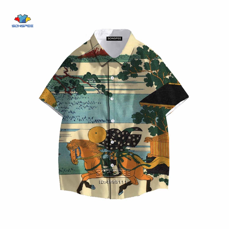 

SONSPEE Japan Vintage Classic Art Shirt Men 3D Print Ukiyoe Hawaiian Shirts Summer Casual Beach Short Sleeve Street Dropshipping