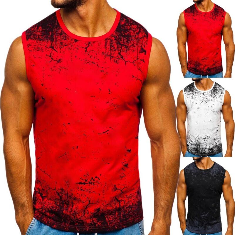 

New Men Running Vests Sleeveless Slim Gym Muscle Bodybuilding Gym Home Exercise Tee Summer Patchwork Fitness Sports Tops Vest, Black
