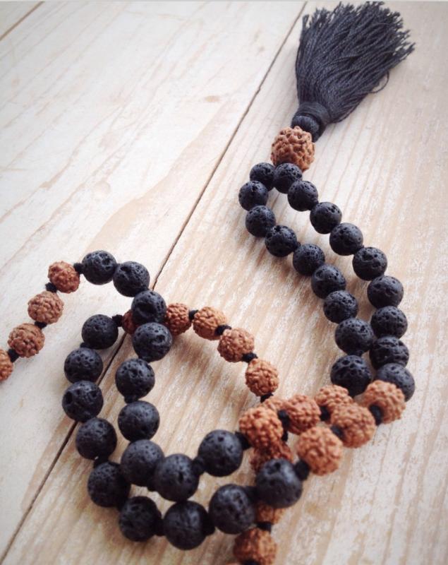 

Knotted Necklace 108 Mala Beads Bodhi knotted necklace Lava Stone necklaces Prayer Beads Hand Knot Tassel necklaces Yoga Mala