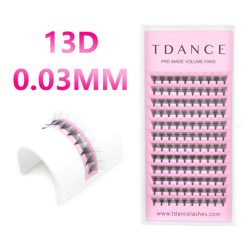 

TDANCE13D premade-fans thickness 0.03MM Eyelash Extension supplies eyelashes lashes Pre-fan ussian Volume Lashes Extensions