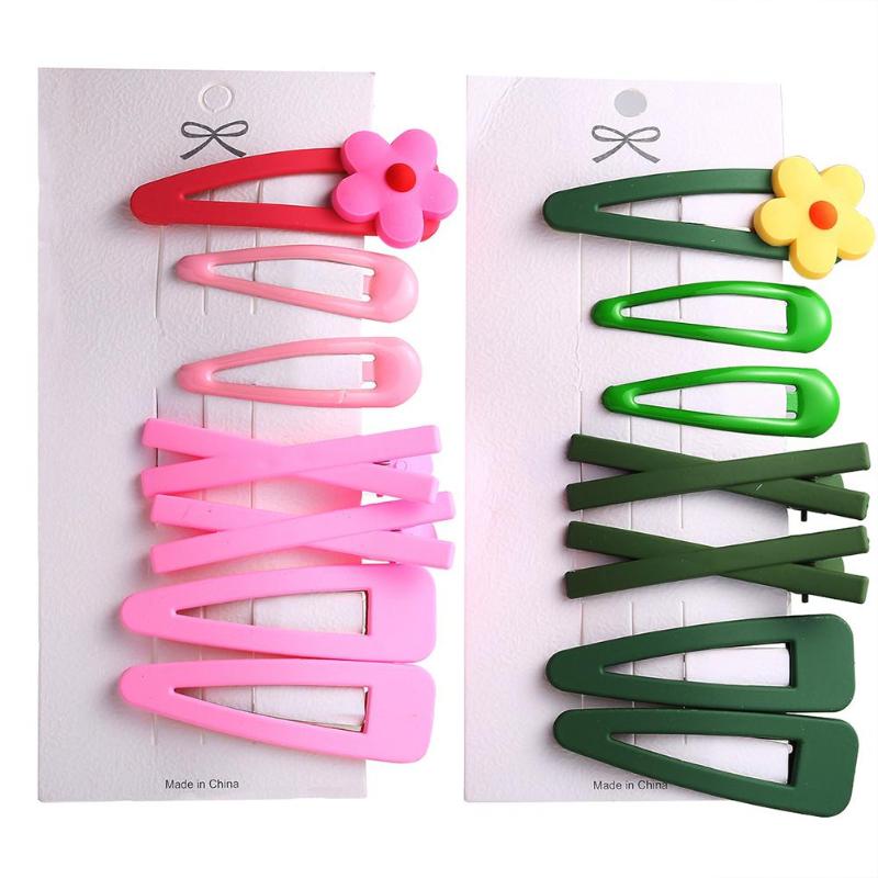 

MISSKY 14 Pcs/set Ins Children Girl Hair Clips Cute Flower Bow Shape BB Clip Hair Accessories For Female New, Pink green