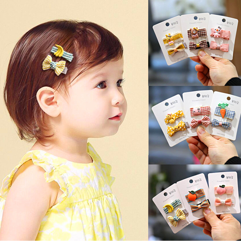 

2/6/8pcs/Set Toddlers Kids Cloth Hair Clips Bows Fruit Animal Barrettes Hairpins Children Girls Hair Accessories Ornament, K-2pcs