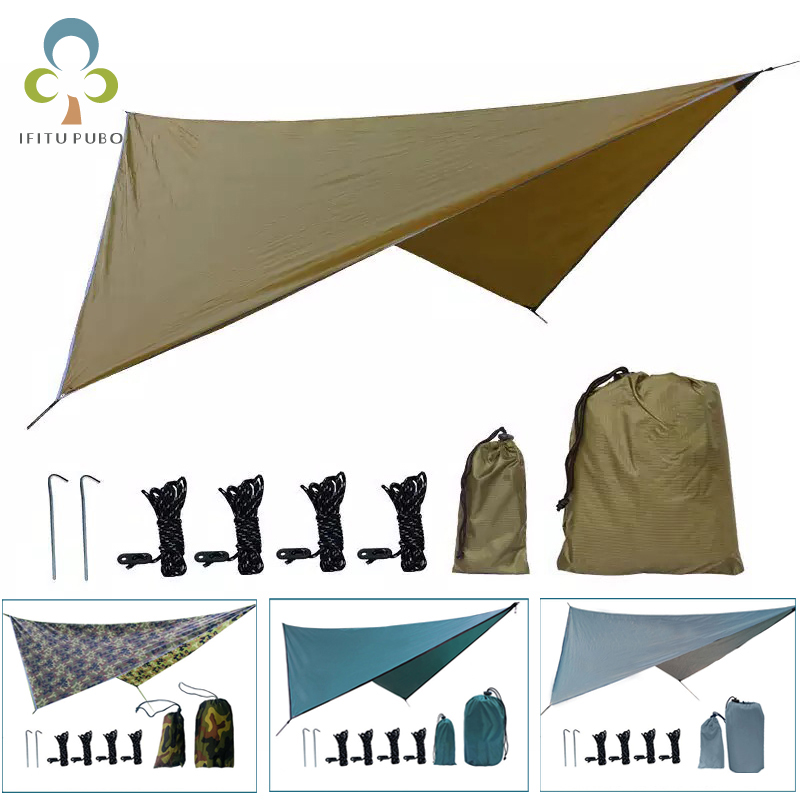

350x280cm Waterproof Tarp Tent Shade Outdoor Camping Hammock Rain UV Garden Awning Canopy Sunshade Ultralight 5 Colors ZXH