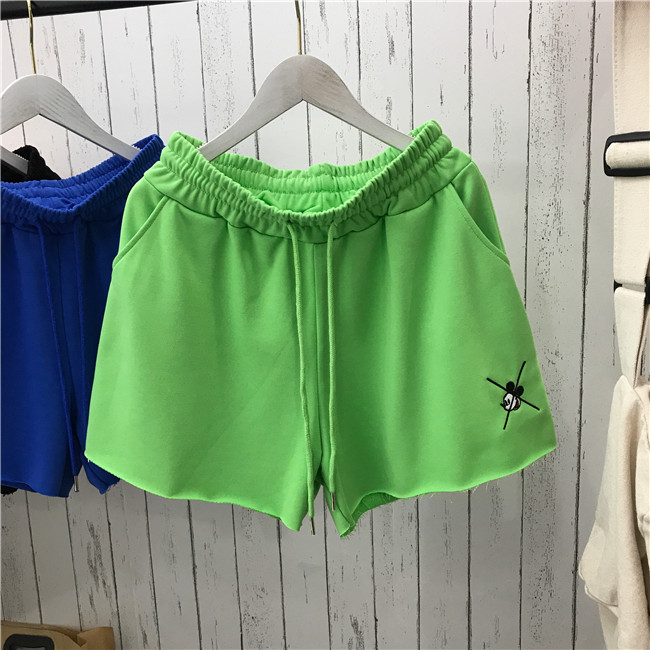 

Summer Cotton Casual Shorts Women Elastic Waist Drawstring Basic Shorts Pockets Femme Simple Soft Home Green, Black