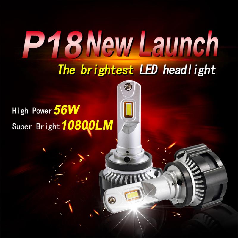 

1 Set H11 9005 3 P18 Car LED Headlight High Power Super Bright 0.15MM Cutting Line Focus Beam Turbo Fan Fog Bulbs 104W 18000LM