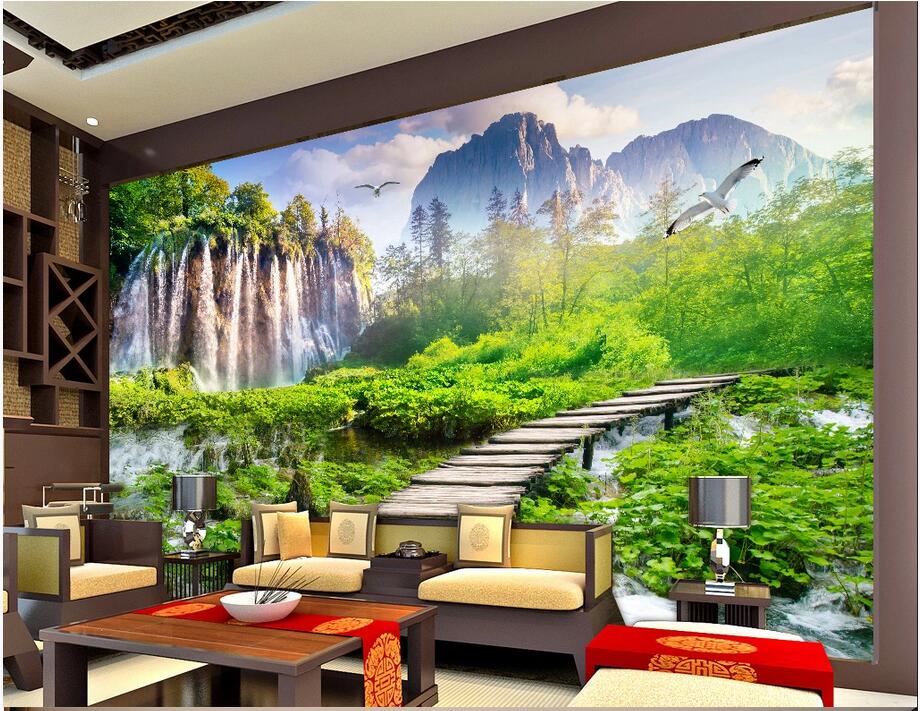 

3d wallpaper custom photo mural Landscape waterfall garden landscape background wall background painting home decor wall art 3d stickers, Non-woven wallpaper