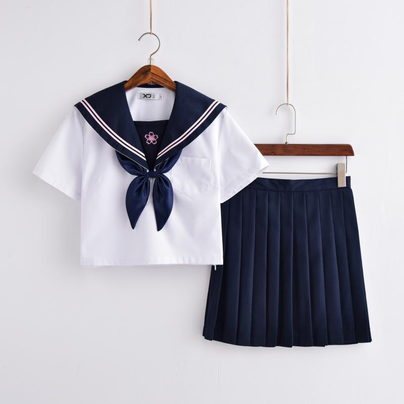

Japanese Uniforms Navy Sailor Suit For Women Kansai Students Long sleeves and short sleeves Costume School Uniform For Girls, Sock