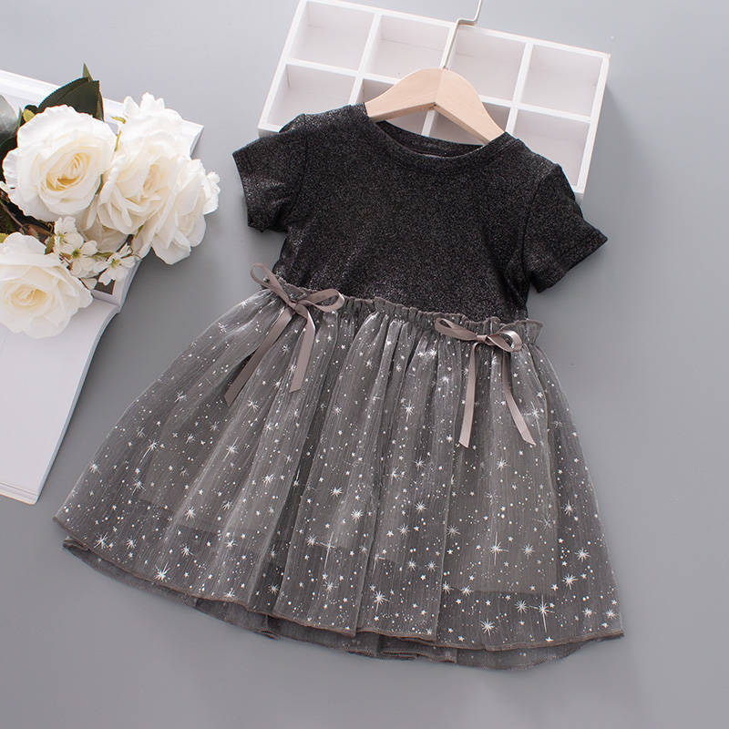 

Toddler Girls Summer Dress Kids Baby Party Wedding Dress Kids Clothes with bow 2-6Y, As pic