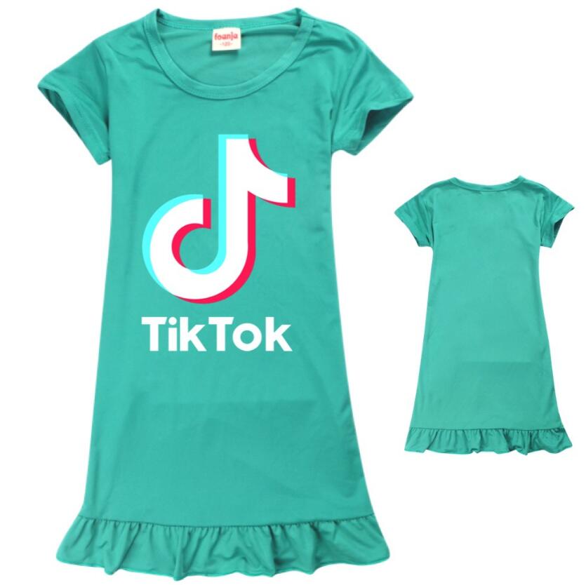 

Tik Tok Toddler Girls' dress ice silk short sleeve pajamas nightdress home dress skirt Up for 2-8 T, Red;yellow