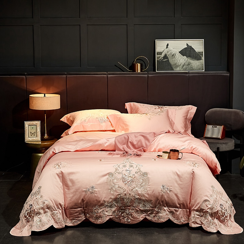 

Luxury 1000TC Satin Egyptian Cotton Exquisite Embroidery Bedding Set Double Duvet Cover Set Bed Linen Pillowcases Home Textile