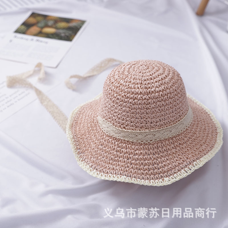 Papel Niñas Verano Tipo Fedora Trilby Sol Sombrero Rosa De Cinta Ajustable de 2-4 años
