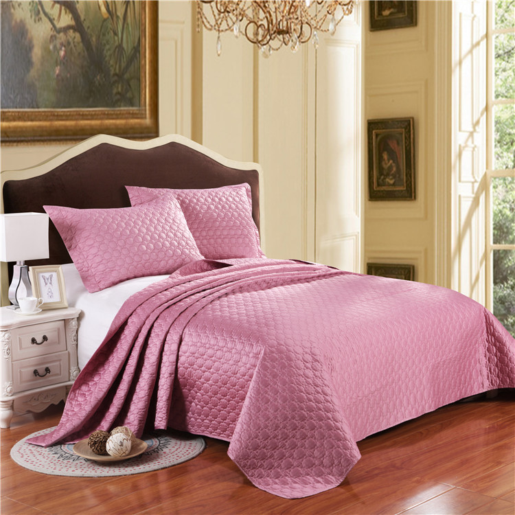 Rose Pink Bedding Sets King Size Bed Spread Bed Cover Quilt Cover Set Polyester Cotton Solid Quilts Coverlets Bed Sheets Mattress Topper