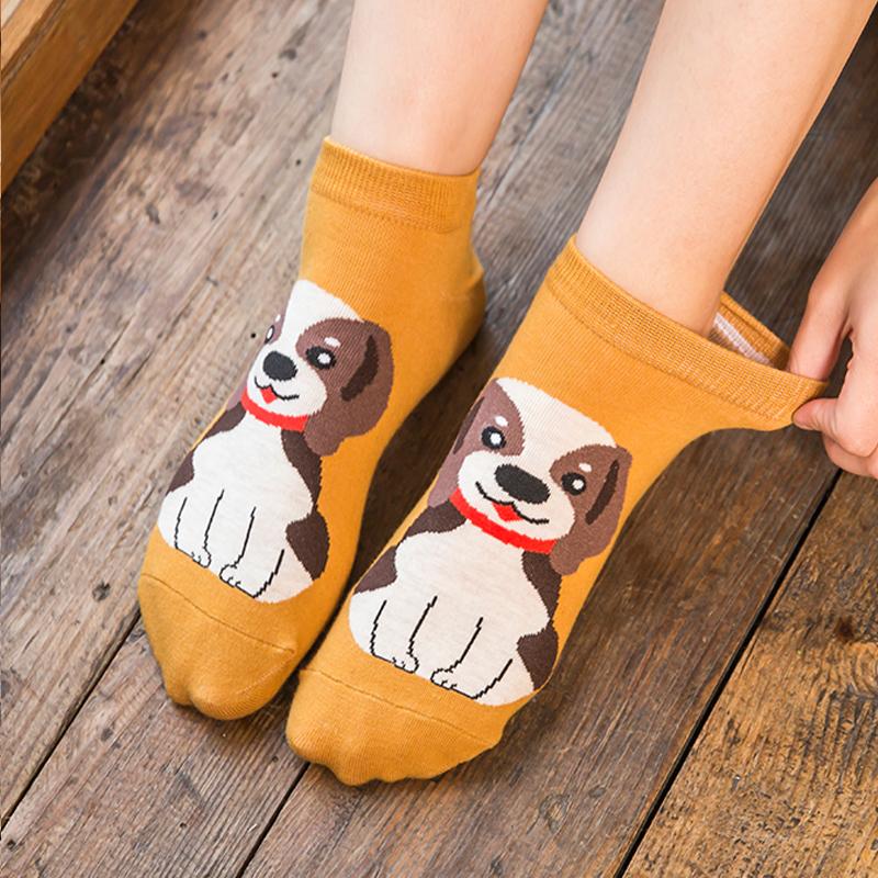 

10 Pairs Women Designer Sock Cartoon Dog Cute Socks Harajuku Style Fashionable Animal Socks Cotton Breathable Novelty Style Socks, Black;white