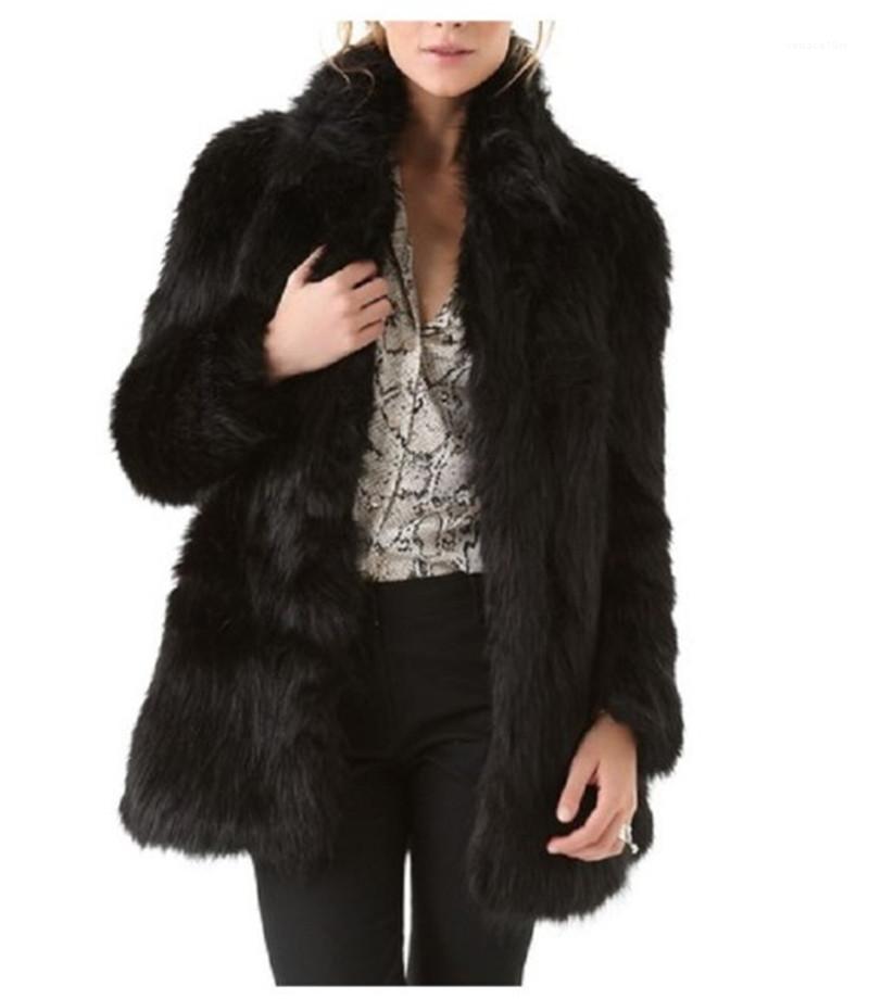 

Womens Open Stitch Outerwear Designer Patchwork Solid Color Winter Fur Coats Stand Collar Thick Warm Jacket Coat, Black