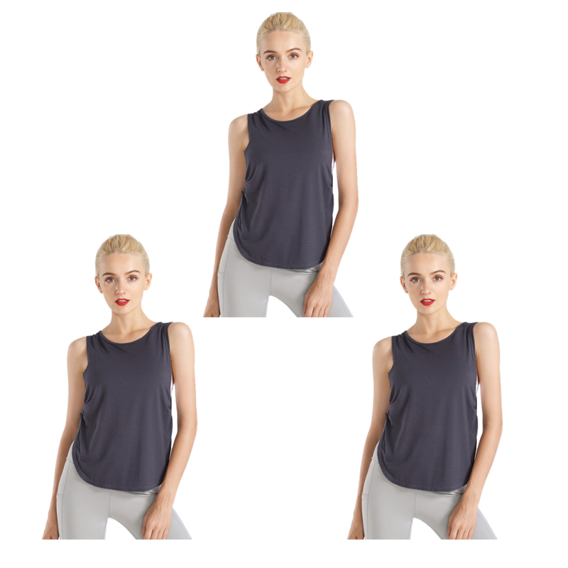 

Women Cute Workout Clothes Mesh Yoga Tops Exercise Gym Shirts Running Tank Tops, As pic