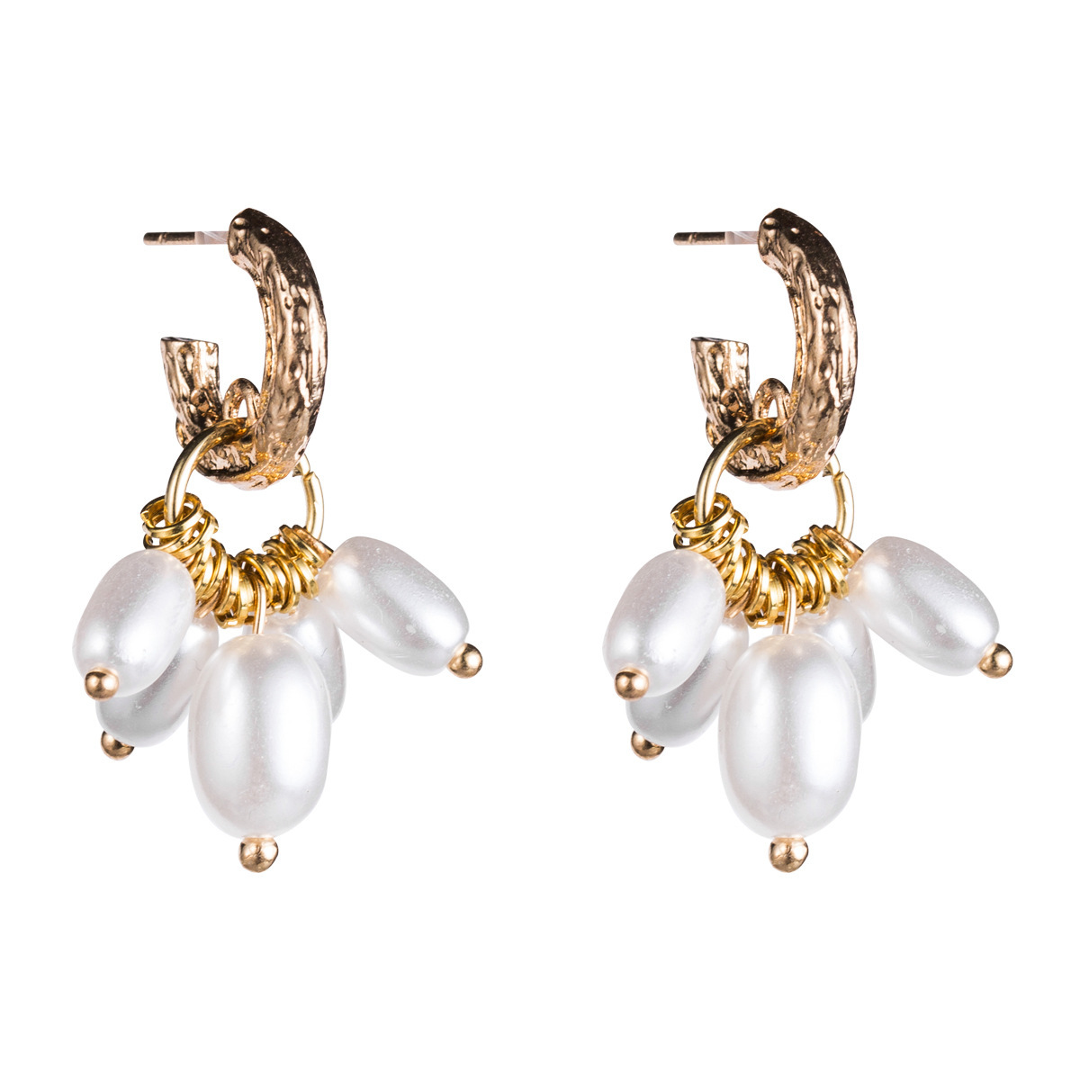 

ins Web celebrity multi-layer imitation pearl flower cluster personalized earrings female long pearl fashionable female ear accessories