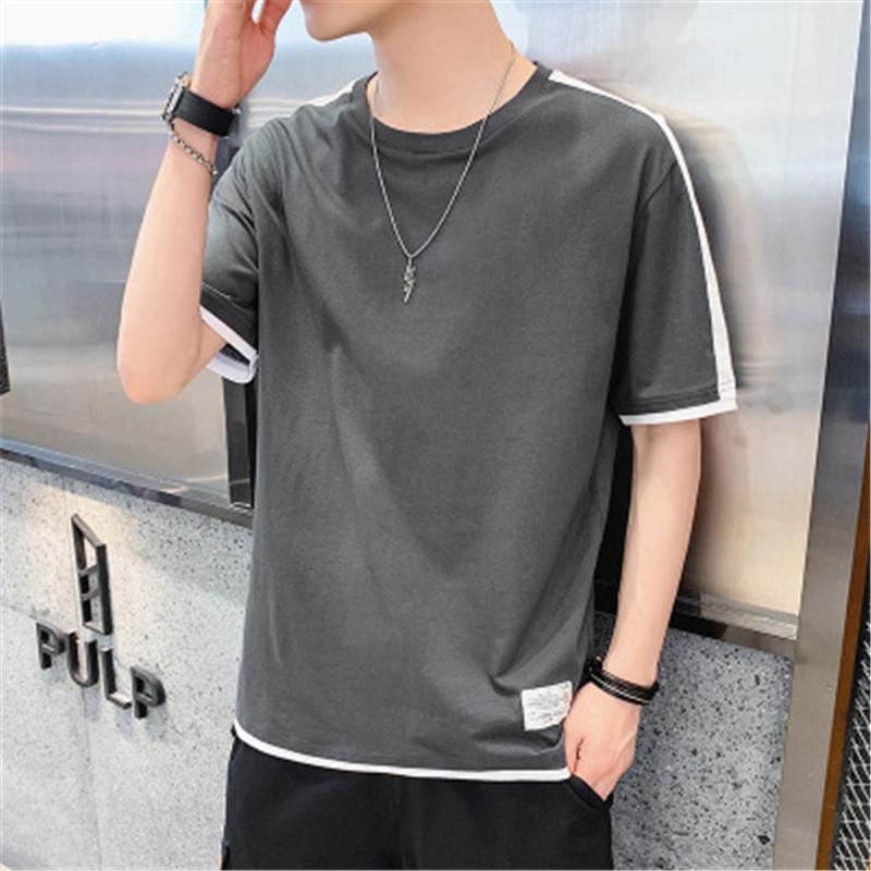 

Man Round Neck Casual T-shirt Fashion Trend Summer Solid Color Tee Short Sleeve Clothing Designer New Male Casual Loose Top T-shirt