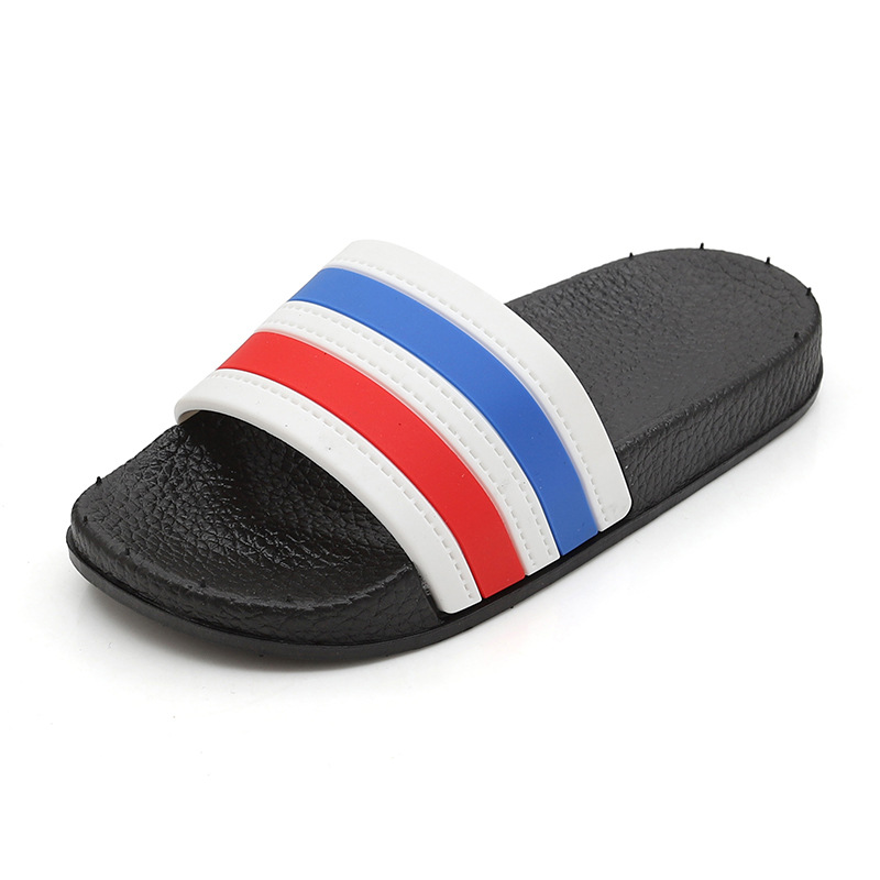 

Parent-Child Shoes Fashion Stripes Children's Slippers Baby Girls Boys Barefoot Footwears Kids Home Shower Swimming Men Women, Red white