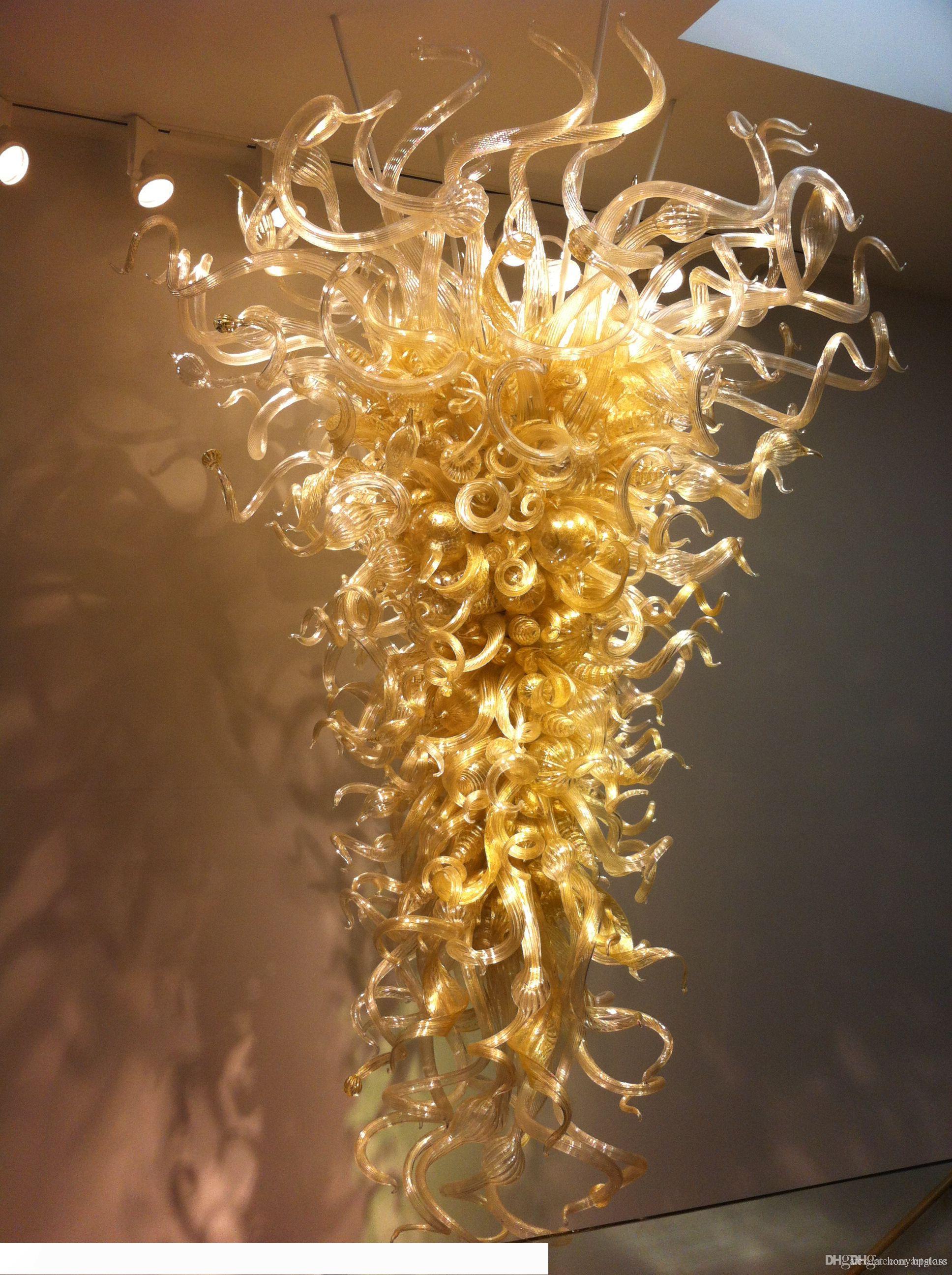 Beige Colours Hand Blown Glass Chandeliers Customized Size 110-240V LED Light Italy Styles Murano Glass Art Decor-image-560607467