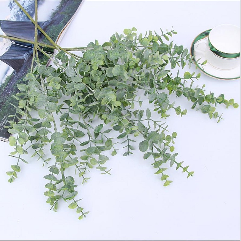

Artificial Silk Eucalyptus Tree Branch Leaves Simulation Plastic Green Leaf Plant Fake Plants Wedding Prop Home Decoration 67cm, Grey purple