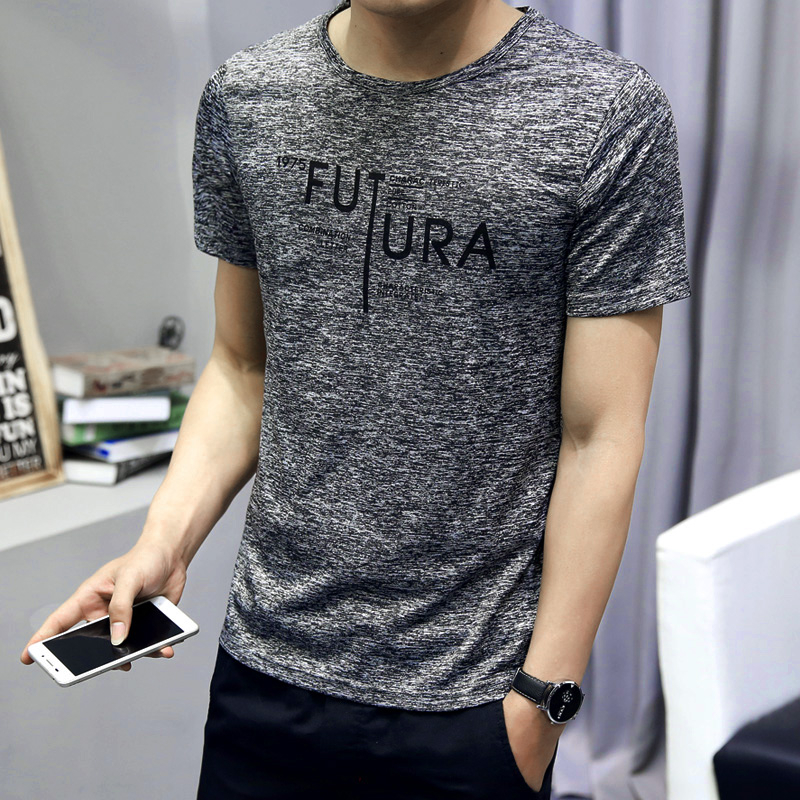 

Cool T-Shirts Men Fashion Basic Printed T-shirt Mens Clothing Casual T Shirt Summer Tee Futura Letter Grey Korea Slim Style 2020, Dark grey