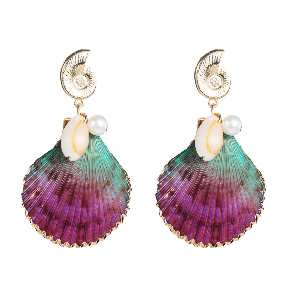 

Exaggerated multi-layer shell earrings women's fashion personality seaside holiday beach wind