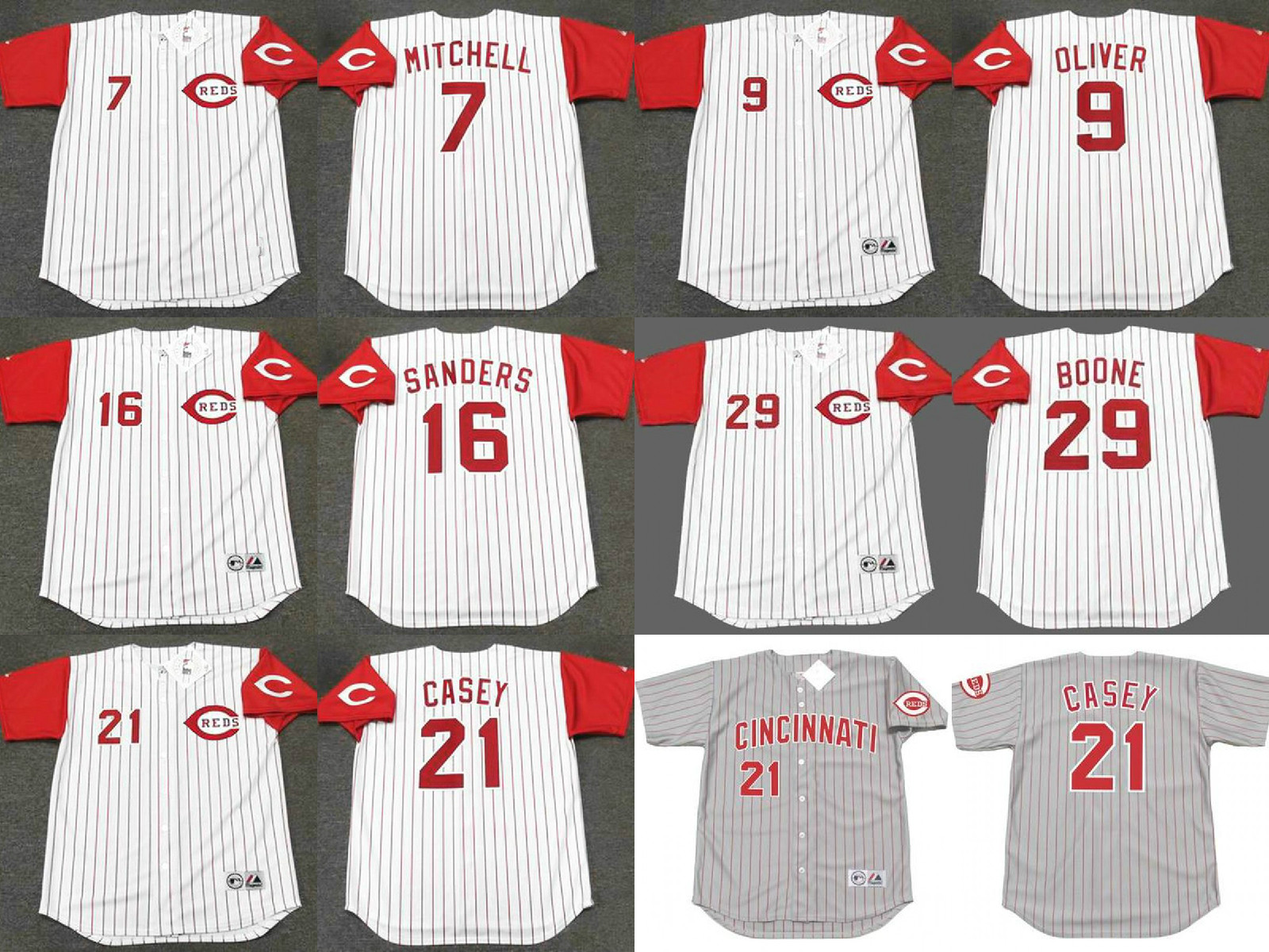 

Cincinnati 7 KEVIN MITCHELL 9 JOE OLIVER 21 SEAN CASEY 29 BRETT BOONE 16 REGGIE SANDERS throwback baseball jersey stitched, Black
