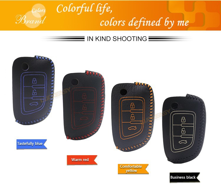 

luckeasy dongfeng verano A30 ax7 Genuine Leather Car Key case wallet holder remote car key cover key2a, Sky blue