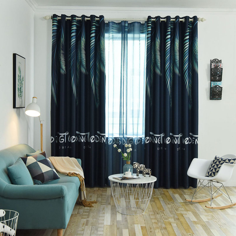 

Simple Leaves Printed Blackout Curtains For Bedroom Living Room Digital Print New Home Decor French Window Drapes JS57C, Color 4 tulle
