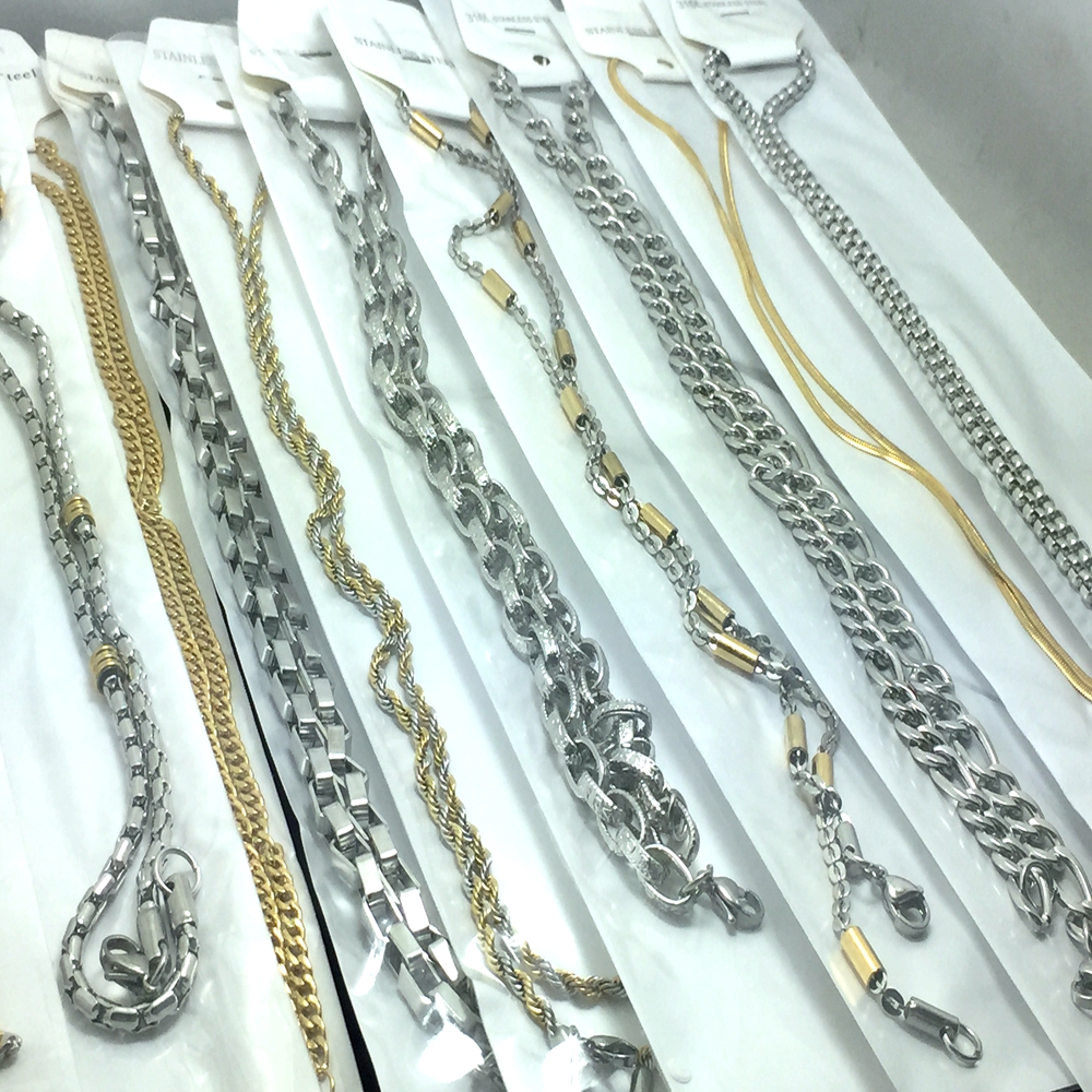 

Wholesale 10pcs Stainless steel Necklace man women Fashion Jewelry Lots silver gold chains high quality