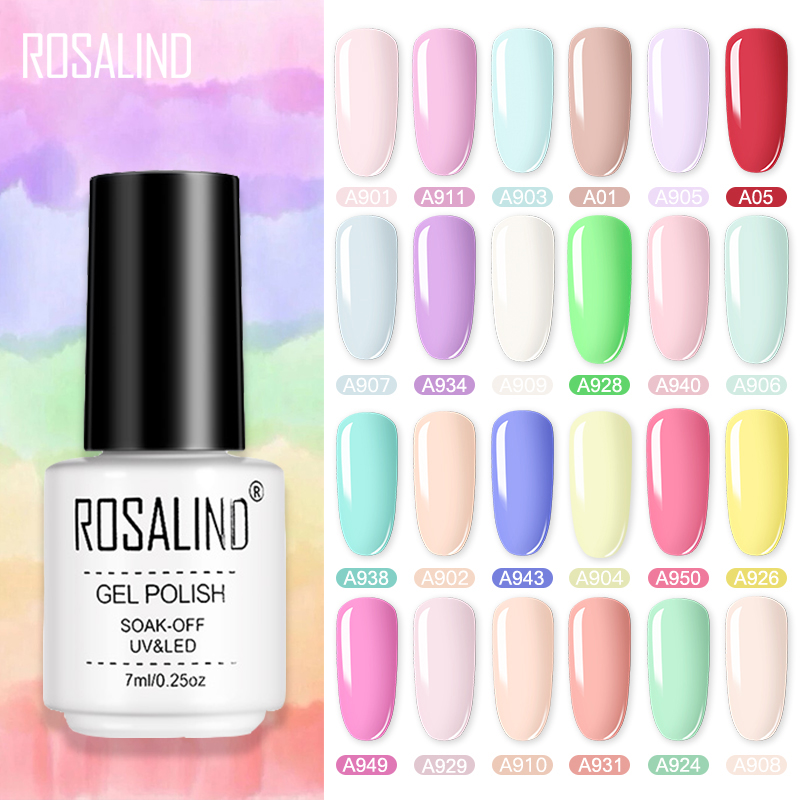 

ROSALIND Macaron Gel Polish Nail Hybrid Varnishes Primer Design Top Base For Nails Art Manicure Semi Permanent Gel Lak Lacquer, A904
