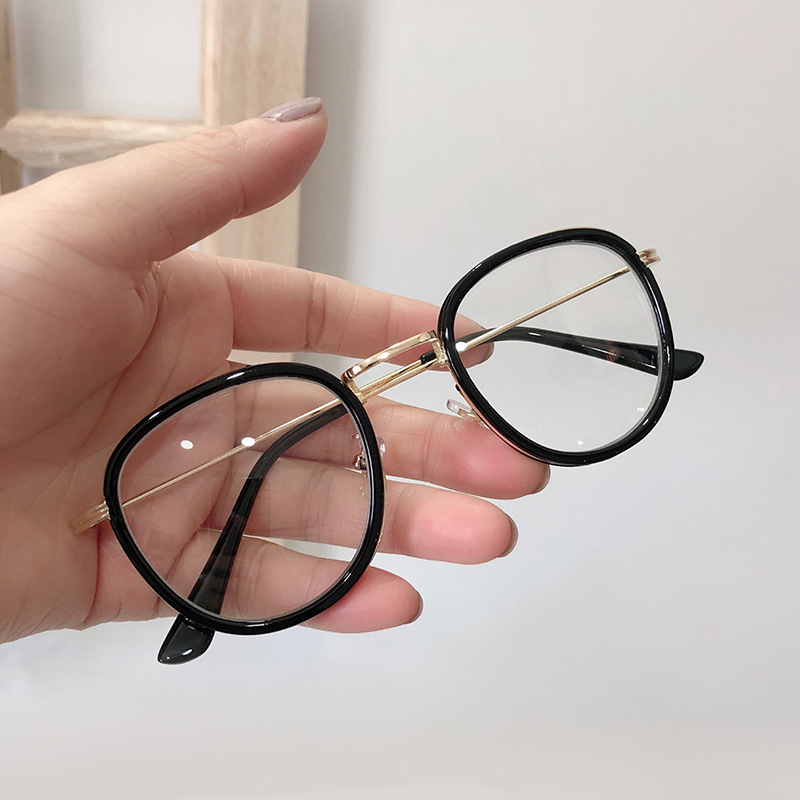 New Fashion Ornamental Optical Glasses Plastic Round Rim Wrap Slim Full Metal Frame With Clear Lenses Wholesale-image-563080316