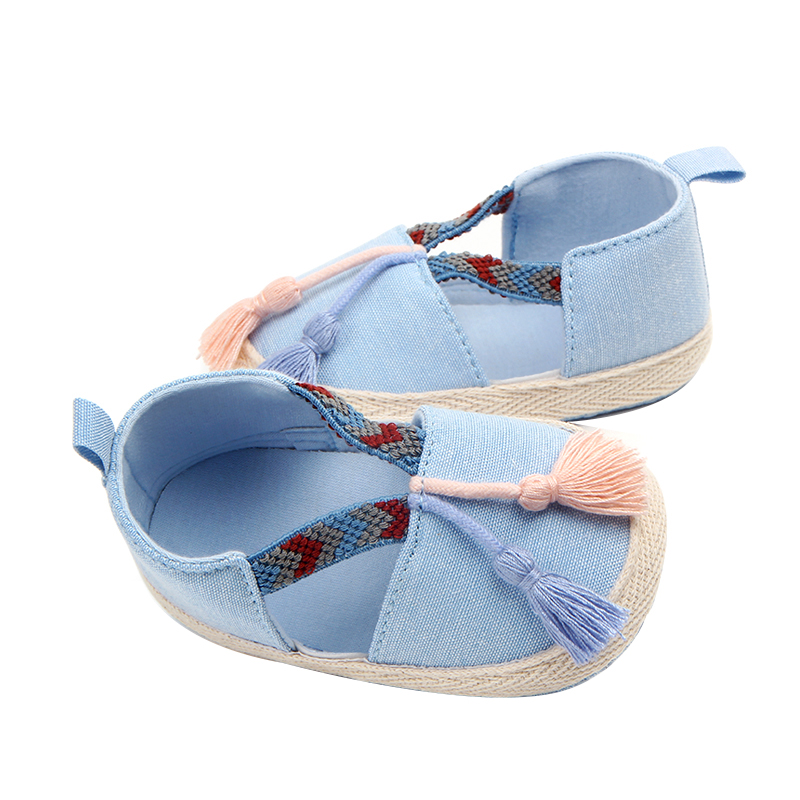 

2020 Newborn Infant Baby Girls Crib Shoes Soft Sole Tassels Prewalker Toddler Flats Anti-Slip Princess Dress Shoes First Walkers, Blue