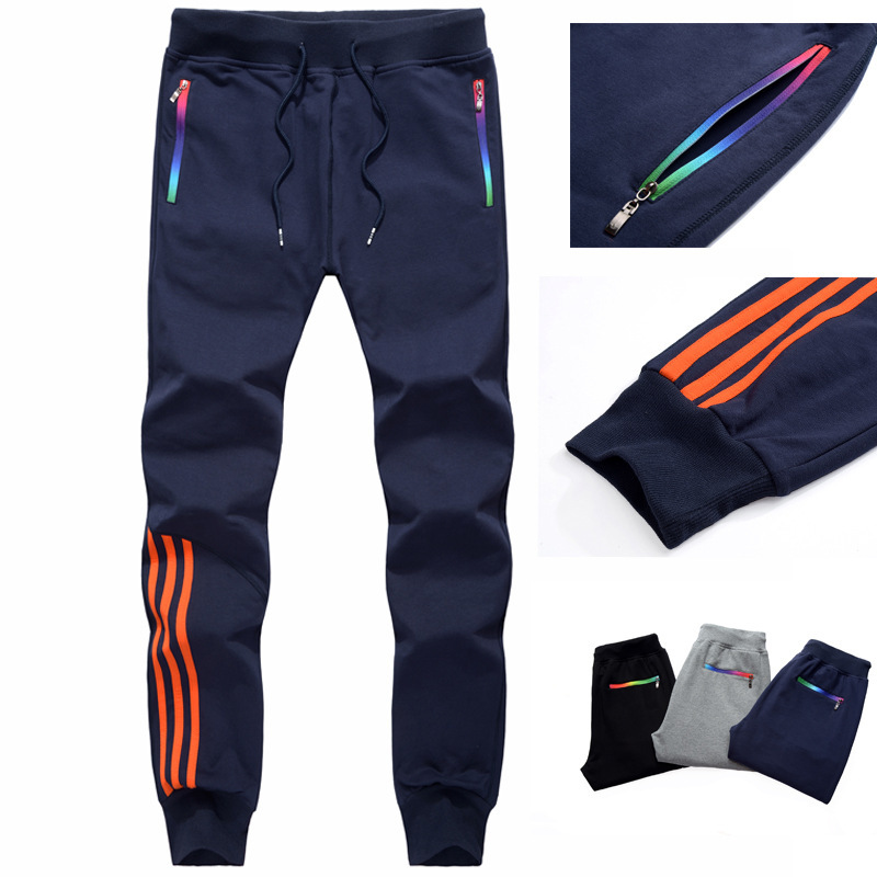 

M-5XL Men's Casual Pants 2020 Trousers Men Pants Slim Fit Sweatpants Cotton Jogger Striped Bodybuilding Gyms Sportswear, 201 black pants