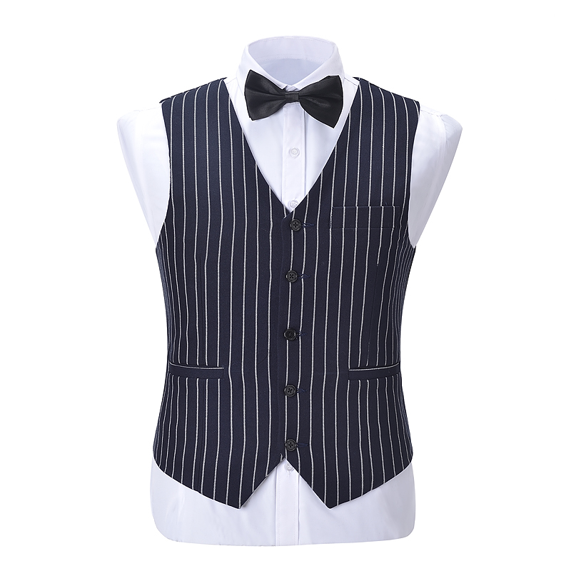 

Formal Navy Stripe Waistcoat British Style Men's Suit Vest Slim Fit Vest Business Suits For Men New Customizable